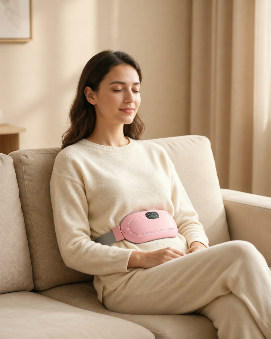 Woman relaxing with Flowcalm® wearable massager